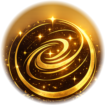 TRTRA emblem - a golden spiral galaxy